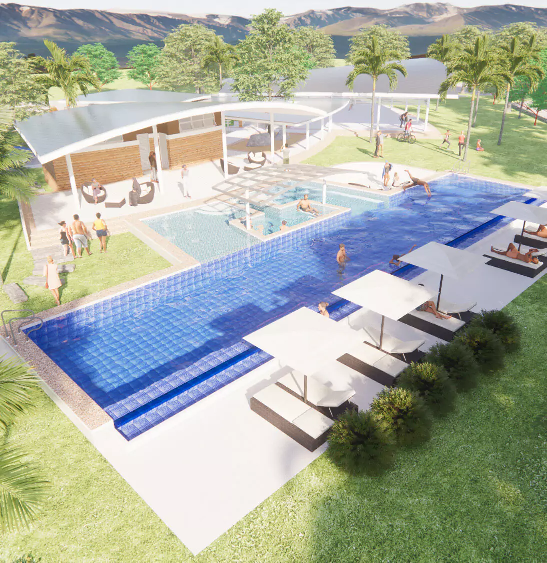 centrale-swimming-pool-ammenities rendered image of swimming pool of premium lifestyle in centrale